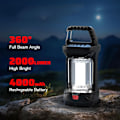 Pikkukuva 2 / 7: 2000LM Ladattavat LED-retkeilylyhdyt - 3 tilaa, vedenpitävät ja kannettavat hätätilanteisiin Midnight Black