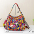 Miniatyrbild 5 av 7: Äkta läder enkel axelväska färgglad damväska handgjord färgkollision handväska crossbody
