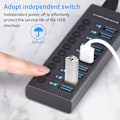 Miniatyrbild 7 av 9: 10-portars 60W USB 3.0-hubb med individuella strömbrytare LED-lampor i aluminiumlegering USB 3.0-dockningsstation 60W 12V 5A nätadapter 100-240V EU-kontakt