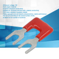 Miniatyrbilde 4 av 6: 20 stk koblingsblokk terminalstrimler kobberleder PVC-skall gaffeltype terminalstrimler 400V 15A rød TB 1502