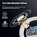 Miniatyrbilde 5 av 8: Åpne øre-hodetelefoner og ørepropper, åpen øre-design, langvarig batteri (48 timer), LED-skjerm, Bluetooth 5.3, Hi-Fidelity-lyd, ørekroker, svettebestandig Cloudy white