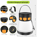 Pikkukuva 7 / 7: 1500 lumenin LED-retkeilylyhty - aurinko- ja USB-ladattava 7500 mAh:n varavirtalähde, 8 tilaa, vedenpitävä ulkoiluun, hätätilanteisiin ja seikkailuihin Orange&Black