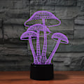Miniatyrbilde 2 av 5: 3D soppnattlyslampe illusjon 7 farger skiftende berøringsbryter borddekorasjonslamper akryl flat ABS-base USB-kabel bursdagsgaveleker