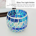Miniatyrbillede 5 af 6: Lilla Blå Mosaik Glas Ljusstake Romantisk DIY Doftljuskopp Tealight Stativ för Vardagsrum