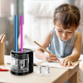Miniatyrbilde 7 av 7: Automatisk elektrisk blyantspisser med dobbel hull design for standard- og fargeblyanter, perfekt for bruk på skole, kontor og hjemme, svart