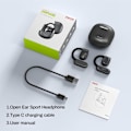 Miniatyrbilde 9 av 9: Åpne øre-hodetelefoner Bluetooth 5.3, True Wireless Open Ear Earbuds ENC Clear Talk med 16,2 mm dynamiske drivere 45 timer spilletid Trådløse ørepropper Langvarig Black