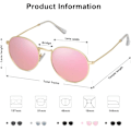 Pikkukuva 4 / 6: Pienet pyöreät polarisoidut aurinkolasit naisille ja miehille, klassiset vintage-retroaurinkolasit UV400 Gold Pink