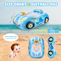 Miniatyrbild 2 av 8: 3D Bil Baby Pool Float - Kraftig Babybadring för 12-48 Månader Småbarn, Säker Poolleksak för Pojkar & Flickor blue 25*6*28cm