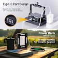 Miniatyrbillede 4 af 8: 2000LM Dæmpbare LED Solar Campinglamper - Magnetisk IP67 Vandtæt 5 Tilstande & Stativ til Indendørs Udendørs Brug Black