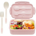 Pikkukuva 1 / 6: Eväsrasia aikuisille ja lapsille - 3 lokeroa, BPA-vapaa, mikroaaltouunin/astianpesukoneen kestävä aterinsetillä - kannettava On-The-Go-ateria-astia pink