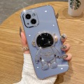 Miniatyrbillede 1 af 6: 6D Elektroplettet Astronaut Skjult Stativ Etui til iPhone Kvinder Astronaut Foldbart Stativ iPhone Etui med Kamera Beskytter Blød TPU Stødsikker Bumper Blue iPhone XR