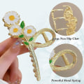 Miniatyrbild 4 av 8: Blommiga hårklämmor klo 2 st för kvinnor Daisy blomma metall stor halkfri stark metall fjäril hårklämmor glittrande hålla hårkäftklämmor Flower-Daisy