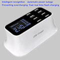 Miniatyrbilde 3 av 6: 8-porters USB-ladestasjon Hurtiglading Port USB-ladestasjon med LED-skjerm for flere enheter Smarttelefoner Nettbrett 100-240V EU-plugg
