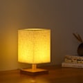 Miniatyrbillede 3 af 5: Lille bordlampe - Træsengebordslampe Enkel soveværelseslampe Linnedsskærm Mini skrivebordslampe Nattelys Natbordlampe til soveværelse