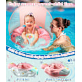 Miniatyrbillede 7 af 7: Baby Pool Float med UPF50+ Solskærm, Justerbart Sikkerhedssæde & Oppustelig Balance Halebold - 3-36 Måneder (Pink, L) pink 72*50