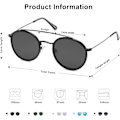Pikkukuva 3 / 5: Retro pyöreät kaksoissiltaiset polarisoidut aurinkolasit naisille ja miehille Vintage Circle UV400 Sunnies SJ1104 Dark Black Grey