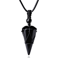 Miniatyrbillede 1 af 7: Helbredende krystalsten spids halskæde justerbar sort reb naturlige ædelsten vedhæng halskæder smykker til mænd kvinder 1Black Obsidian