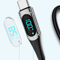 Miniatyrbillede 2 af 6: Hurtigopladningsdatakabel PD LED Digital Display USB-datakabel til notesbog, tablet og telefon 6,6 fod Black
