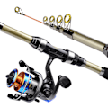 Miniatyrbild 2 av 7: 1set 1,8M Bärbar Teleskopisk Fiske Spö Med Rulle, Combo Kit För Utomhusfiske, Fiskeutrustning Set För Fiskare