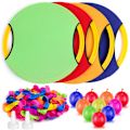 Miniatyrbillede 1 af 7: 4 stk. vandballonkast spilsæt med 35 cm hoppende skiver & 100 balloner, udendørs plaskeaktivitet til pool, strand, baghave sjov, sommer