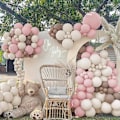Miniatyrbilde 4 av 7: 129 stk. Elfenbenshvite ballonger i forskjellige størrelser 18 12 10 5 tommer lateksballongbue for festdekorasjon bursdag kjønnsavsløring bryllupsdag Ivory White