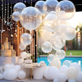 Miniatyrbilde 4 av 7: 129 stk gjennomsiktige ballonger i forskjellige størrelser 18 12 10 5 tommer for girlanderbue, gjennomsiktige ballonger til bursdag, babyshower, kjønnsavsløring, bryllupsfest D Clear