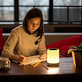 Miniatyrbillede 3 af 8: Bluetooth-højttaler med berøringskontrol, genopladelig, bærbar, lille smart højttaler med farverige lys til hjemmet, hvid