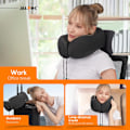 Miniatyrbillede 6 af 10: Rejsepude 100% ren memory foam nakkepude, komfortabelt og åndbart betræk, maskinvaskbar, flyrejsekit med 3D-formede øjenmasker, E