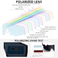 Pikkukuva 5 / 7: Polarisoidut urheiluaurinkolasit miehille ja naisille, ajamiseen, kalastukseen, pyöräilyyn, maastopyöräilyyn, UV400-suoja black Frame Gray Lens