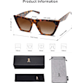Miniatyrbilde 5 av 5: Overdimensjonerte firkantede Cateye-solbriller med polarisering for kvinner og menn Brown Tortoise Brown