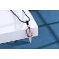 Miniatyrbillede 4 af 7: Helende krystalsten spids halskæde justerbar sort reb naturlige ædelsten vedhæng halskæder smykker til mænd kvinder Pink Rose Quartz