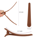 Miniatyrbilde 2 av 9: 12 stk hårklemmer for stylingseksjoner, 3,1 tommer matte alligator hårklemmer hårspenner ingen brett andebildet hårklemme Khaki,Black,Brown,Coffee