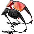 Pikkukuva 1 / 7: Polarisoidut urheiluaurinkolasit miehille ja naisille, rikkoutumaton kehys, pyöräilyyn, kalastukseen ja ajamiseen pack Black & red Mirror
