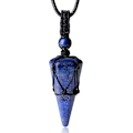 Miniatyrbillede 1 af 7: Helende krystalsten spids halskæde justerbar sort reb naturlige ædelsten vedhæng halskæder smykker til mænd kvinder Blue Lapis Lazuli