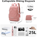 Miniatyrbillede 2 af 7: Foldbar, pakkebar vandrerygsæk - Våd - Tør adskillelseslomme, Multi - Formål Gym & Udendørs Daypack til mænd og kvinder Ideel til Adv Pink 29*16*45