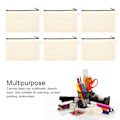 Miniatyrbillede 2 af 9: 10 stk. Canvas Kosmetikpung med Sort Lanyard Bærbar Multifunktionel Blank DIY Craft Taske til Rejse Makeup Taske White