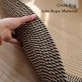 Miniatyrbillede 6 af 6: Rund jute tæppe vendbart retro nordisk stil moderne gulvtæppe cirkel tæppe til soveværelse entre retro farve 45cm