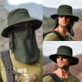 Miniatyrbillede 2 af 7: Solhatte til mænd og kvinder fiskehat UPF 50+ åndbar bredskygget sommer UV-beskyttelseshat Army Green