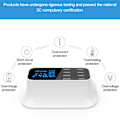 Miniatyrbilde 4 av 6: 8-porters USB-ladestasjon Hurtiglading Port USB-ladestasjon med LED-skjerm for flere enheter Smarttelefoner Nettbrett 100-240V EU-plugg