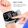 Miniatyrbild 6 av 8: Blodtrycksmätare för hemmet Uppladdningsbar blodtrycksmanschett Handledd Digital BP-maskin med LED-bakgrundsbelyst display, röstmeddelande, 240 minne
