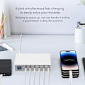 Miniatyrbilde 4 av 10: 140W USB C-lader Strømadapter 6 Port PD Lader Mobiltelefon Digital Smart Hurtigladestasjon for iPhone for Android-telefon 100‑240V EU-plugg