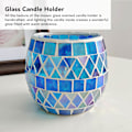 Miniatyrbillede 4 af 6: Lilla Blå Mosaik Glas Ljusstake Romantisk DIY Doftljuskopp Tealight Stativ för Vardagsrum
