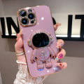 Miniatyrbillede 1 af 7: 6D Elektroplettet Astronaut Skjult Stativ Etui til iPhone Kvinder Astronaut Foldbart Stativ iPhone Etui med Kamera Beskytter Blød TPU Stødsikker Bumper Purple iPhone 11 Pro Max