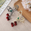 Miniatyrbilde 8 av 8: Hårklemme for kvinner og jenter, 2 stk. Kirsebær stor sklisikker sterk metall sommerfugl hårklemmer glitrende hold hårklemme Cherry-Red