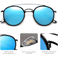 Pikkukuva 2 / 5: Retro pyöreät kaksoissiltajat polarisoidut aurinkolasit naisille ja miehille Vintage Circle UV400 Sunnies SJ1104 Matte Black Blue