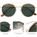 Pikkukuva 2 / 6: Retro pyöreät kaksoissiltajouset polarisoidut aurinkolasit naisille ja miehille Vintage Circle UV400 Sunnies SJ1104 Brown Tortoise Green