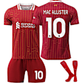 Pikkukuva 1 / 5: Jalkapallopaidat Liverpool NO.10 Mac Allister Jalkapallo pojille, jossa jalkapallopaita, shortsit ja sukat, jalkapallopaita lahjaksi pojille XS