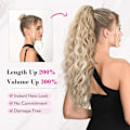 Miniatyrbilde 4 av 4: Highlights Drawstring Pony - Lang Beach Wave Syntetisk Hårforlengelse | Uanstrengt Beachy Chic for Kvinner