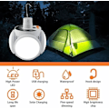 Miniatyrbild 6 av 7: 2-i-1 Hopfällbar Solcells- & USB-Campinglykta - 5-läges Dimmer, Fjärrkontroll & Krok för Utomhusbruk