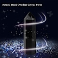 Miniatyrbillede 4 af 7: 1 stk. Naturlig sort obsidian krystal sten spids helbredende hexagonal stav søjle